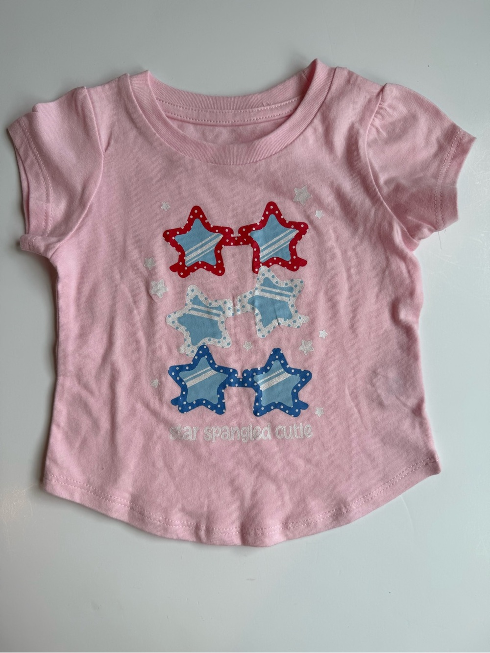 ⭐️Baby Girls Pink 'Star Spangled Cutie' Graphic Tee 18M like new!
